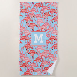 Fügen Sie Ihre hellen rosa Flamingos des Strandtuch