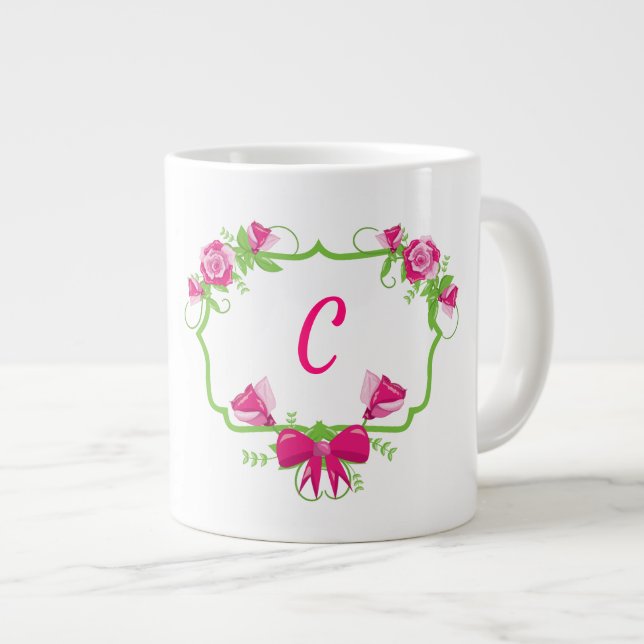 Fügen Sie Ihre Initiale hinzu - Jumbo-Tasse (Vorderseite Rechts)