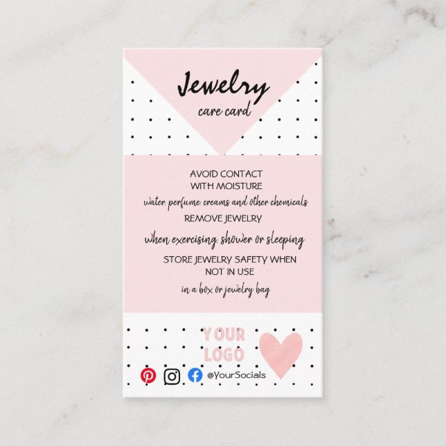 FÜGEN SIE IHRE LOGO JEWELRY CARE CARDS HINZU VISITENKARTE (Vorderseite)