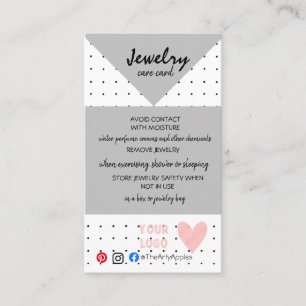 FÜGEN SIE IHRE LOGO JEWELRY CARE CARDS HINZU VISITENKARTE