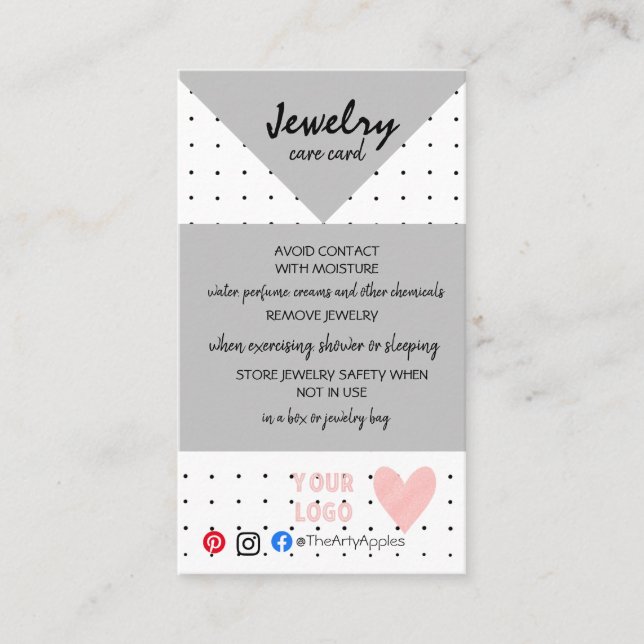 FÜGEN SIE IHRE LOGO JEWELRY CARE CARDS HINZU VISITENKARTE (Vorderseite)