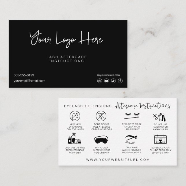 Fügen Sie Ihre Logo-Lasche-Aftercare-Anleitungen K Visitenkarte (Vorne/Hinten)