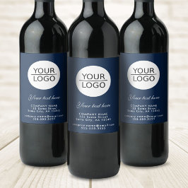 Fügen Sie Ihre Logo Navy Blue Custom Text Werbeakt Weinetikett