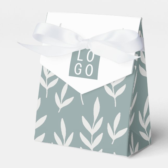 FÜGEN SIE IHRE LOGO SAGE GREEN LEAFY FOLIAGE BOTAN GESCHENKSCHACHTEL (Vorderseite)