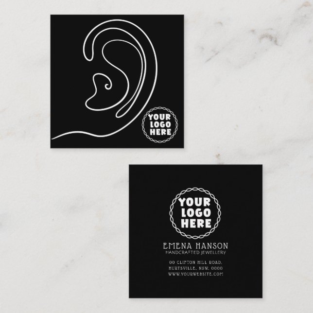 Fügen Sie Ihre Logo-Schmuck Ohrringe Black Display Telefonnummerkarte (Vorne/Hinten)