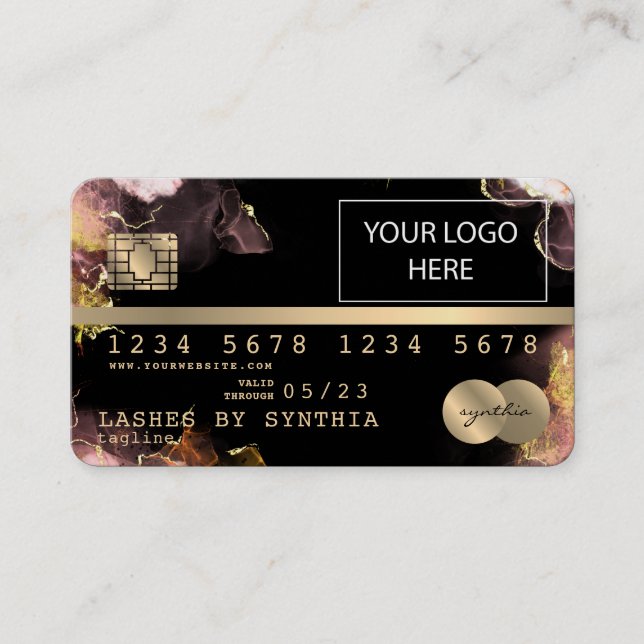 Fügen Sie Ihre Logokarte Gold und Schwarz hinzu Visitenkarte (Vorderseite)