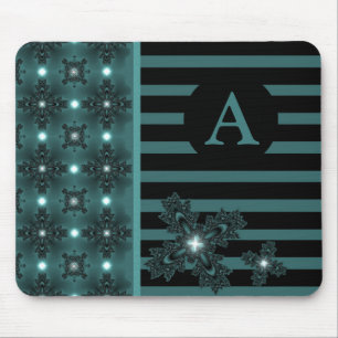 Fügen Sie Ihre Monogramm-Kunstdeco-Blumen im Retro Mousepad
