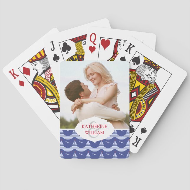 Fügen Sie Ihre Namens| Segelboote auf einem Spielkarten (Rückseite)