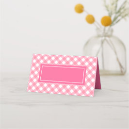 Fügen Sie Ihre Text Baby Pink Gingham Muster Platzkarte