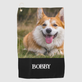 Fügen Sie Ihrem eigenen Hund Foto und Namen hinzu Golfhandtuch