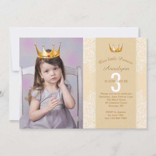 Fügen Sie Ihrem Foto eine Princess Crown hinzu Einladung (Vorderseite)