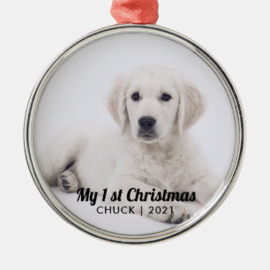 Fügen Sie Ihrem Foto mein erstes Weihnachts-Welpen Ornament Aus Metall