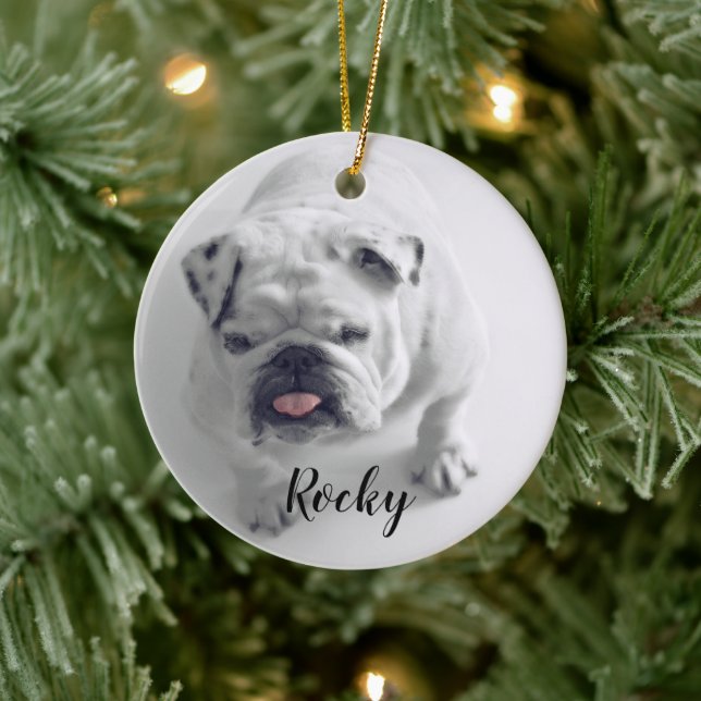 Fügen Sie Ihrem Foto mein Haustier Weihnachten Keramik Ornament (Baum)