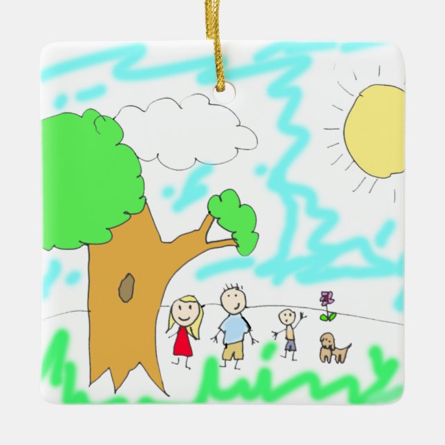Fügen Sie Ihrem Kind das Kunstwerk zu Weihnachten  Keramikornament (Vorderseite)