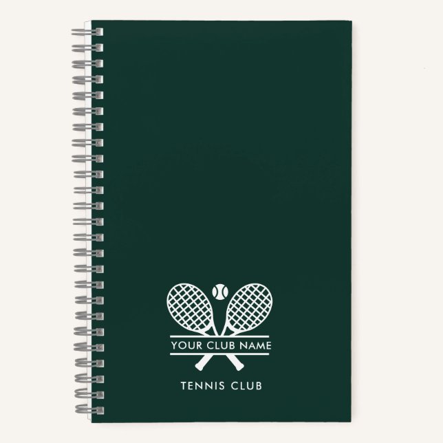 Fügen Sie Ihren Clubnamen Tennis Team Green Swag h Notizbuch (Vorderseite)