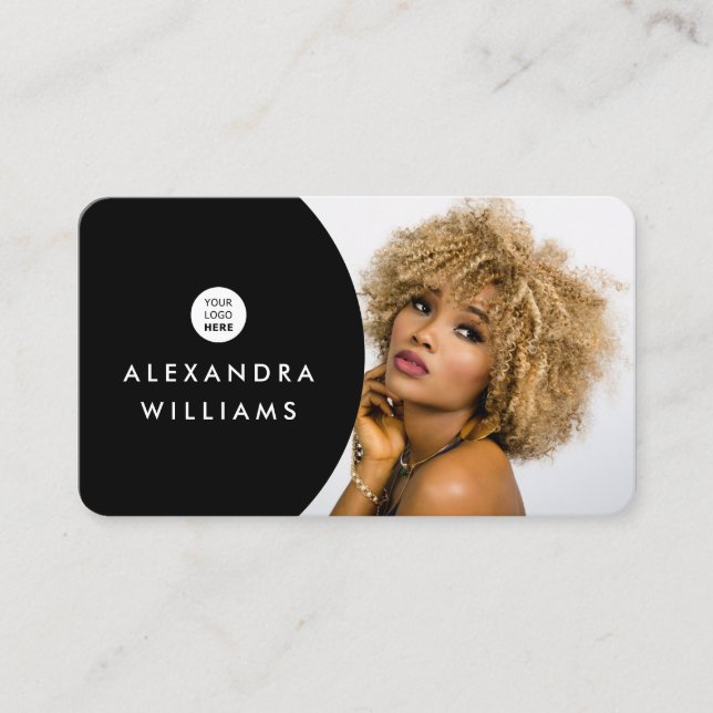 Fügen Sie Ihren eigenen Bild QR Code & Logo Modern Visitenkarte (Vorderseite)