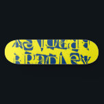 Fügen Sie Ihren eigenen Individuelle Name Personal Skateboard<br><div class="desc">Fügen Sie Ihre eigenen Individuelle Name Personalisiert Skateboard Features Ihrem personalisierten Namen in modernen blauen Typografie auf einem einfachen gelben Hintergrund. Personalisieren Sie diese, indem Sie den Text in dem dafür vorgesehenen Textfeld bearbeiten. Geben Sie Ihrem Lieblingskateboarder zu Weihnachten, Geburtstag oder Ihrer BESTE FREUNDIN ein maßgeschneidertes Geschenk, ein personalisiertes Skateboard....</div>