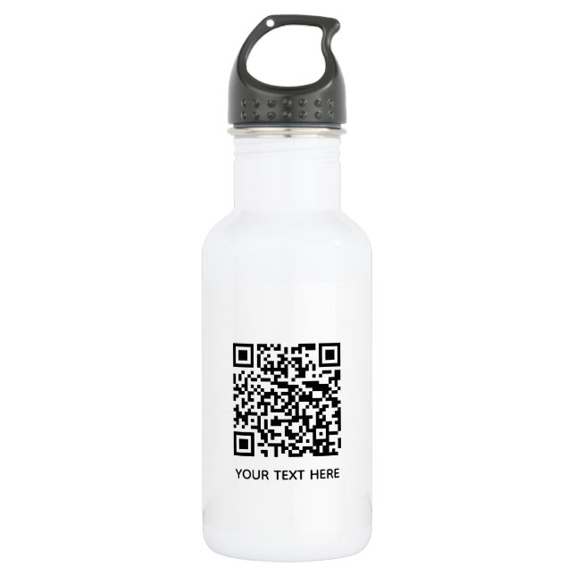 Fügen Sie Ihren eigenen QR Code Text Scan Minimal  Edelstahlflasche (Vorderseite)