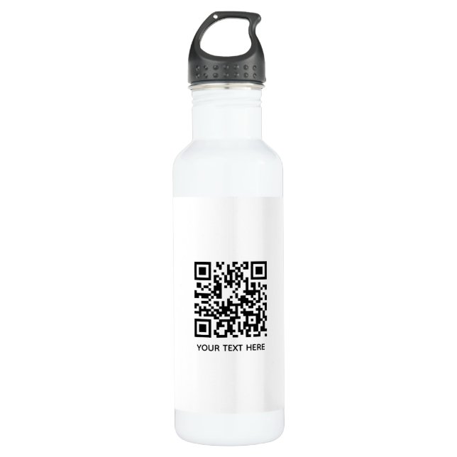 Fügen Sie Ihren eigenen QR Code Text Scan Minimal  Edelstahlflasche (Vorderseite)