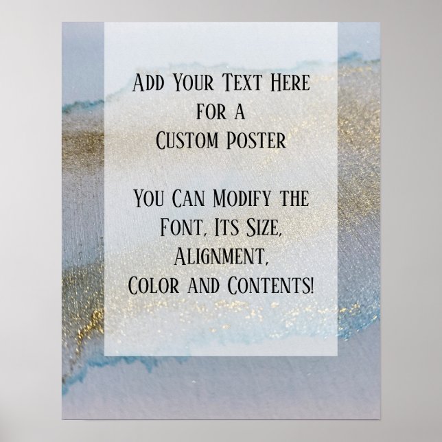 Fügen Sie Ihren eigenen Text Gold Glitterie subtil Poster (Vorne)