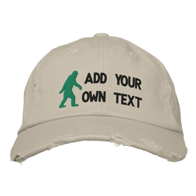 Fügen Sie Ihren eigenen Text hinzu, Bigfoot Logo Bestickte Baseballkappe (Vorderseite)