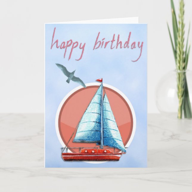 Fügen Sie Ihren eigenen Text hinzu: Sailboat Gebur Karte (Vorderseite)