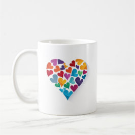 Fügen Sie Ihren eigenen Text, Regenbogenherz, benu Kaffeetasse