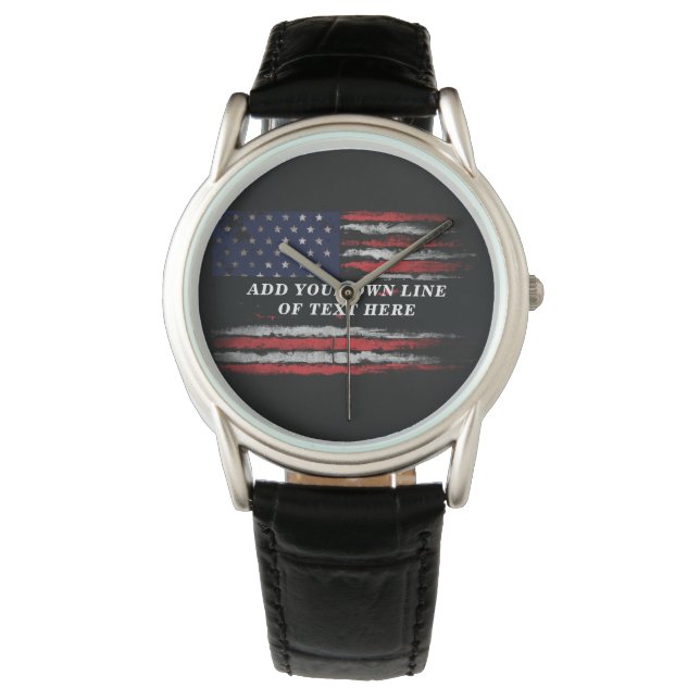 Fügen Sie Ihren eigenen Text unter der amerikanisc Armbanduhr (Vorderseite)