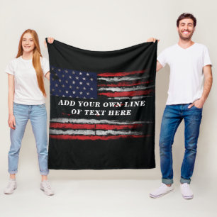 Fügen Sie Ihren eigenen Text unter der amerikanisc Fleecedecke