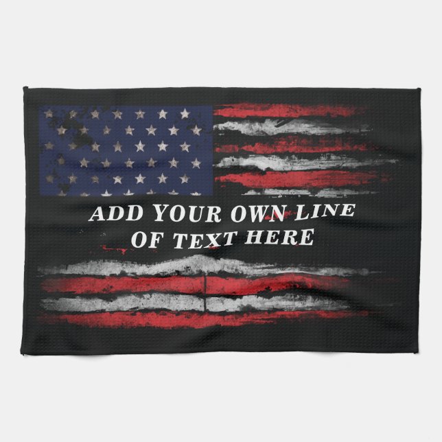 Fügen Sie Ihren eigenen Text unter der amerikanisc Geschirrtuch (Horizontal)