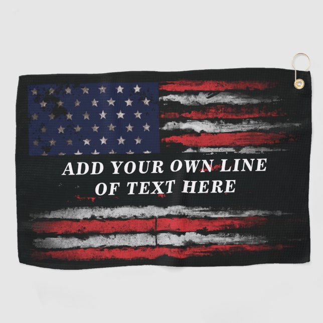 Fügen Sie Ihren eigenen Text unter der amerikanisc Golfhandtuch (Horizontal)
