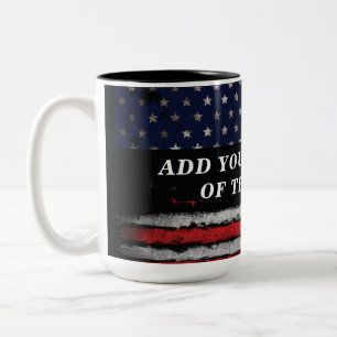 Fügen Sie Ihren eigenen Text unter der amerikanisc Zweifarbige Tasse