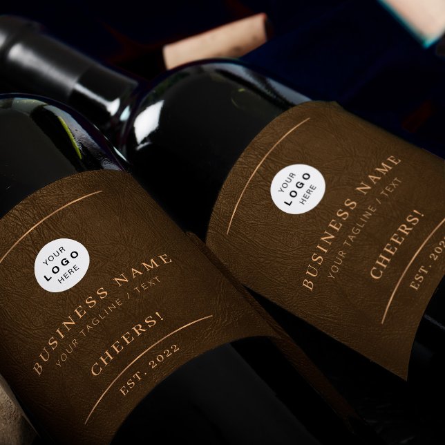 Fügen Sie Ihren Firmennamen Braungold hinzu Weinetikett (Von Creator hochgeladen)