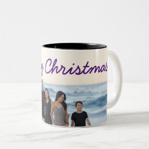 Fügen Sie Ihren Foto-Text fröhlich Weihnachtsfei Zweifarbige Tasse