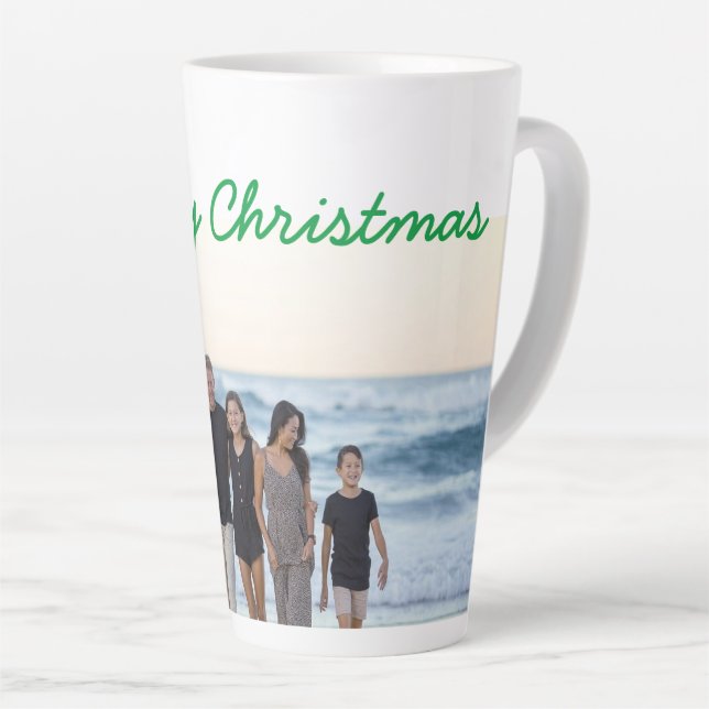 Fügen Sie Ihren Foto-Text fröhlich Weihnachtsfeier Milchtasse (Rechte Ecke)