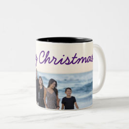 Fügen Sie Ihren Foto-Text fröhlich Weihnachtsfeier Zweifarbige Tasse