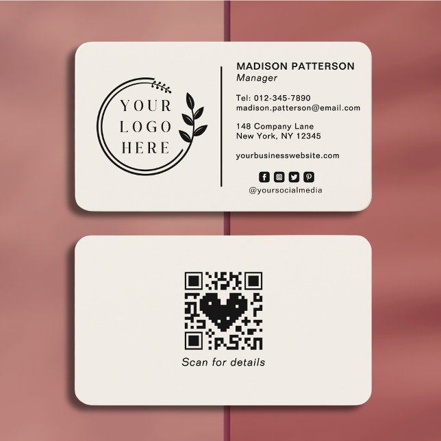 Fügen Sie Ihren Logo Social Media QR Code Corporat Visitenkarte (Von Creator hochgeladen)