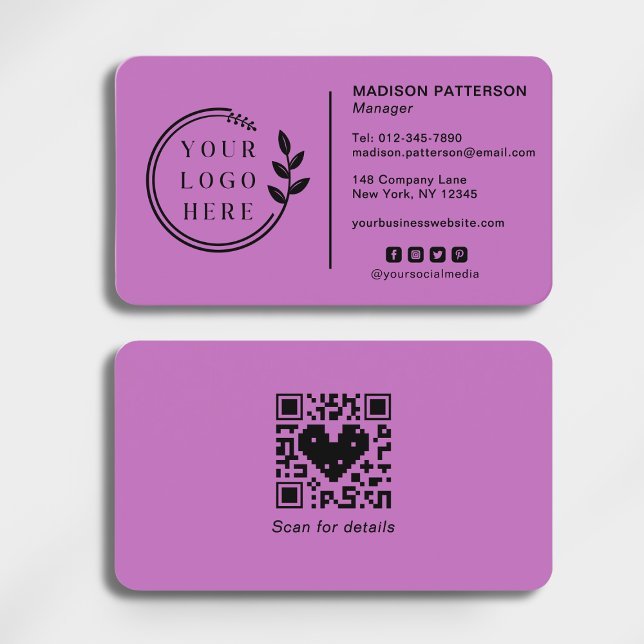 Fügen Sie Ihren Logo Social Media QR Code Corporat Visitenkarte (Von Creator hochgeladen)