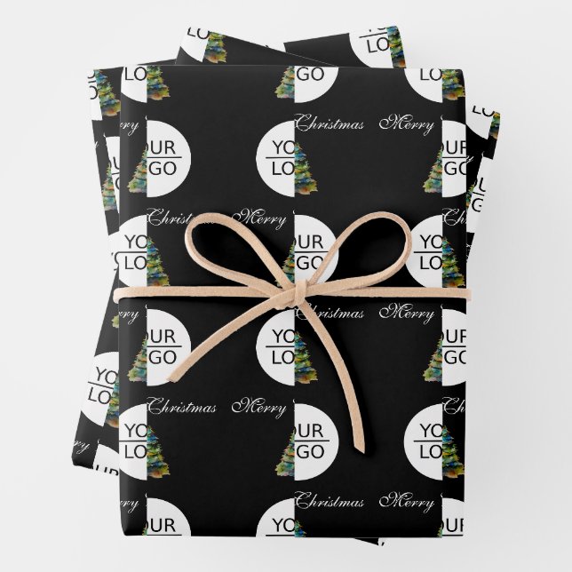 Fügen Sie Ihren Logo Text Werbeaktion Weihnachtsba Geschenkpapier Set (Beispiel)