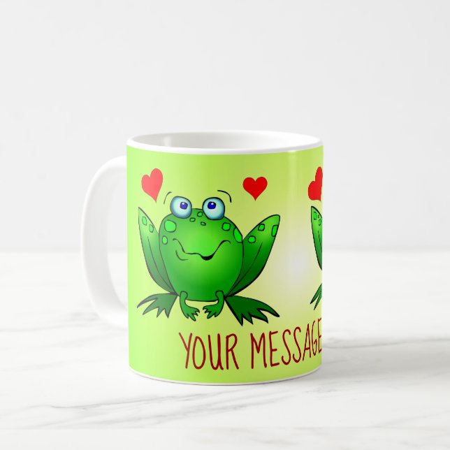 Fügen Sie Ihren Message Fun Niedlichen Cartoon Fro Kaffeetasse (Vorderseite Links)