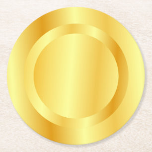 Fügen Sie Ihren Monogrammtext hinzu Faux-Gold-Meta Runder Pappuntersetzer