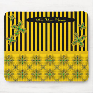 Fügen Sie Ihren Namen, Artdeco-Blume im Retro-Stil Mousepad