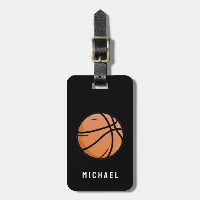 Fügen Sie Ihren Namen Basketball personalisierte J Gepäckanhänger (Vorderseite vertikal)