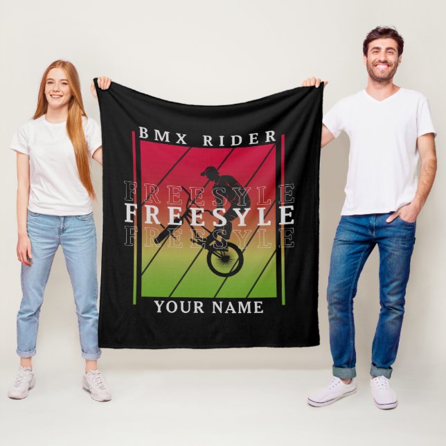 Fügen Sie Ihren Namen BMX Freestyle Rider hinzu -  Fleecedecke (Beispiel)
