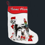 Fügen Sie Ihren Namen doppelseitige Santa Pets hin Kleiner Weihnachtsstrumpf<br><div class="desc">Adorable Weihnachts-Strumpf,  den Sie Ihren Namen hinzufügen,  zu dieser Sammlung von Haustieren in Weihnachtsmannmützen,  A Great Dane,  Parrot,  Katze,  Kaninchen,  Leguana,  Maus und Bulldog - doppelseitiger Name oder Nachricht auf beiden Seiten hinzufügen</div>