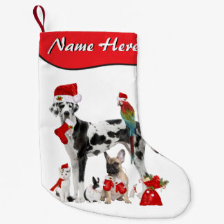 Fügen Sie Ihren Namen doppelseitige Santa Pets hin Kleiner Weihnachtsstrumpf