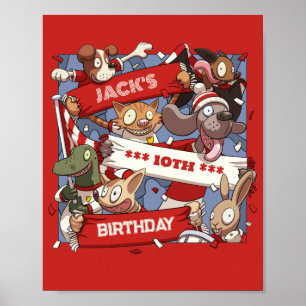 Fügen Sie Ihren Namen Geburtstag Party Animal Fans Poster