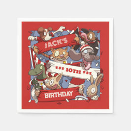 Fügen Sie Ihren Namen Geburtstag Party Animal Fans Serviette