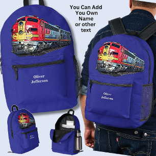 Fügen Sie Ihren Namen hinzu - Diesel-Lokomotive au Bedruckter Rucksack