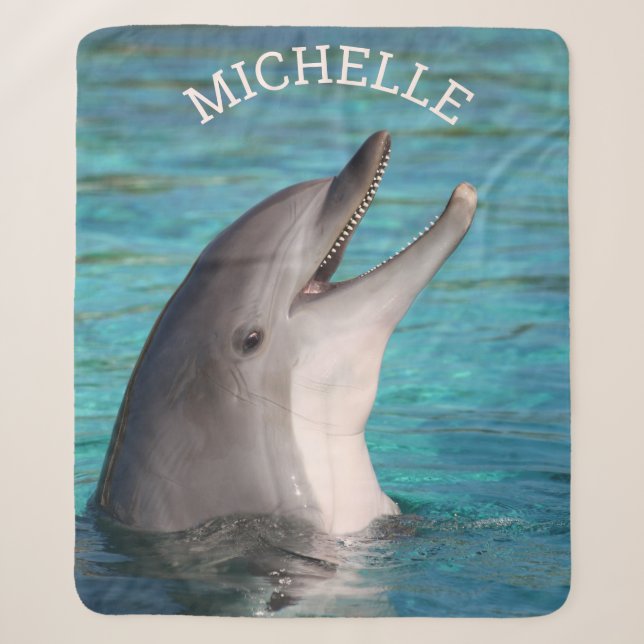 Fügen Sie Ihren Namen Lächeln Dolphin Fotograf Sherpadecke (Vorderseite)